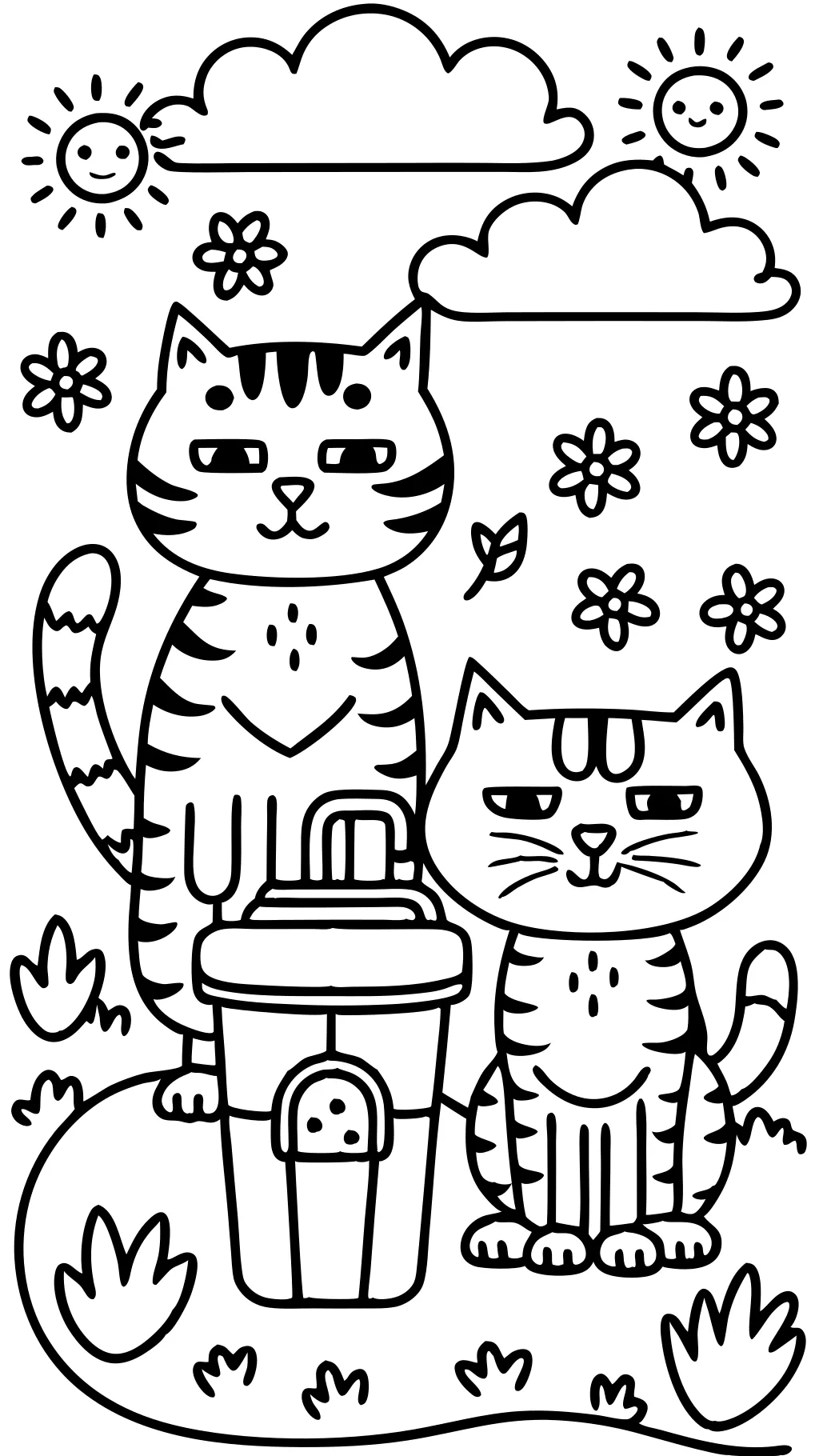 coloring pages of cats with spots and a cooler